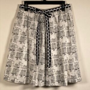 Willi Smith Whimsy Twee Cityscape Novelty Skirt Sz 8 Polka Dot Quirky Artsy 60s